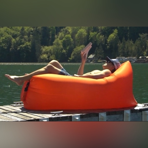 Dumbo Lounge Sacks Lounger w/Nylon Carrying Backpack. Orange Outdoor Lounger. - Picture 4 of 11